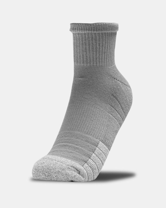 Unisex HeatGear® Quarter Socks 3-Pack, Gray, pdpMainDesktop image number 1